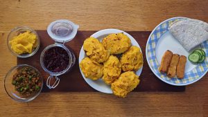 Spicy veg and lentil cottage pie jackets