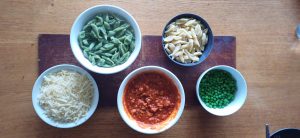 Wild garlic pasta with sausage ragu