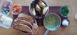 Roast cabbage and beans