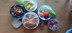 Breadcrumbed chicken and slaw