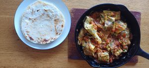 Omelette curry with parathas