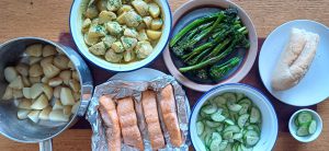 Salmon with spiced potato salad