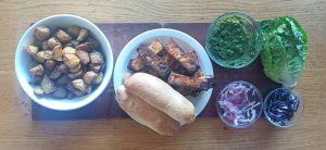 Paneer hotdogs with spiced potatoes