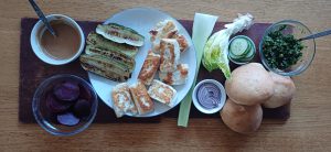 Courgette and halloumi burgers