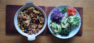 Black bean sweetcorn and red pepper pilaf