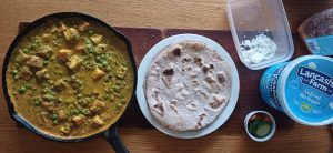 Paneer pea and spinach curry