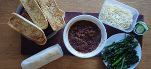 Lentil ragu with chilli garlic bread