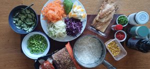 Smoked mackerel rice bowls