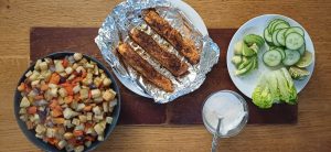 Cajun salmon with Cowboy potatoes