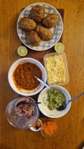 Chipotle beans with jackets