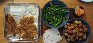 Hake with chilli garlic and lemon crumb