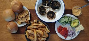 Smoked tofu and mushroom burger