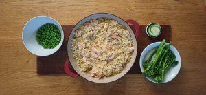 Lemony smoked salmon pilaf