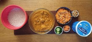 Alexis chicken curry with carrot salad