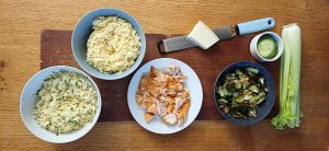 Roast broccoli with orzo and smoked salmon