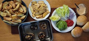 Smoked tofu mushroom burger